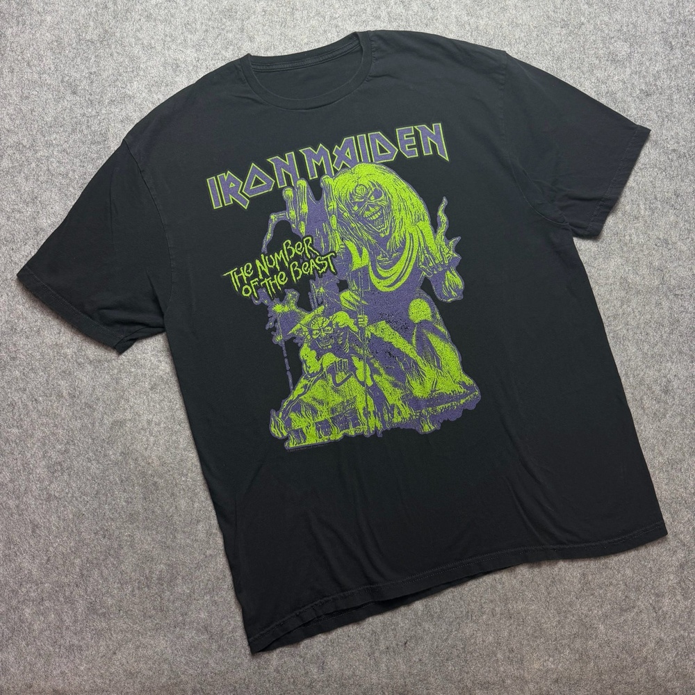 Iron Maiden Shirt Mens XL Black Number Of The Beast Graphic Metal Band Tee Music